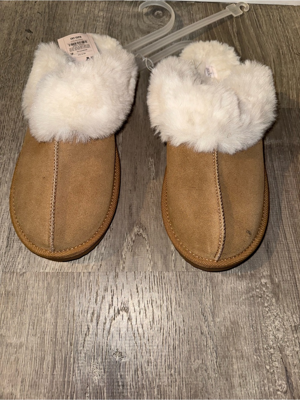 ‼️SALE‼️ Auden Tan Faux Suede Slip-On Slippers with Cream Plush Collar